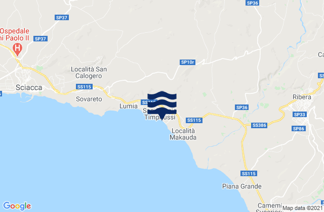 Mapa da tábua de marés em Caltabellotta, Italy