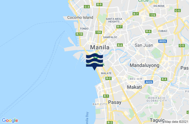 Mapa da tábua de marés em Calumpang, Philippines