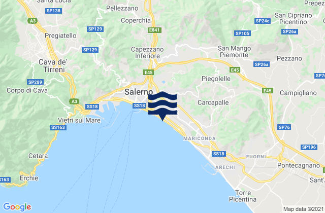 Mapa da tábua de marés em Calvanico, Italy