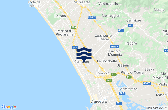 Mapa da tábua de marés em Camaiore, Italy