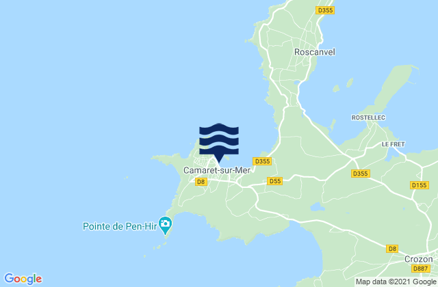 Mapa da tábua de marés em Camaret-sur-Mer, France