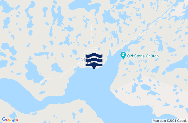 Mapa da tábua de marés em Cambridge Bay, Canada