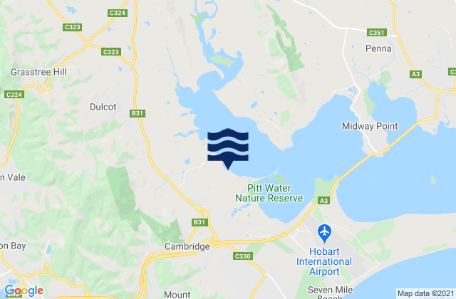 Mapa da tábua de marés em Cambridge, Australia