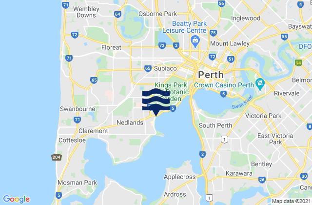Mapa da tábua de marés em Cambridge, Australia