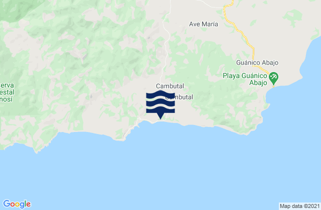 Mapa da tábua de marés em Cambutal, Panama
