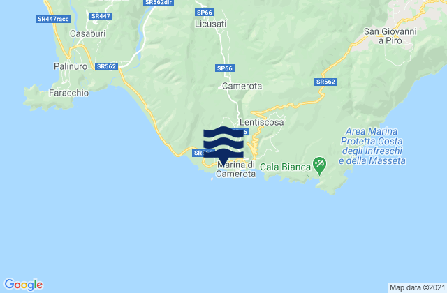 Mapa da tábua de marés em Camerota, Italy