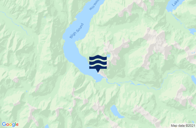 Mapa da tábua de marés em Camp Bay, New Zealand