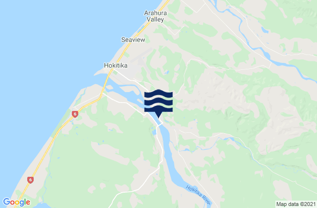 Mapa da tábua de marés em Camp Bay, New Zealand