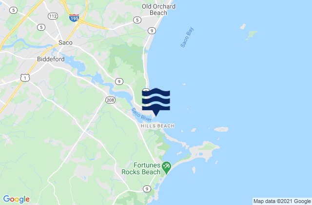 Mapa da tábua de marés em Camp Ellis Reach, United States