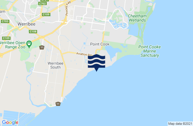 Mapa da tábua de marés em Camp Point, Australia