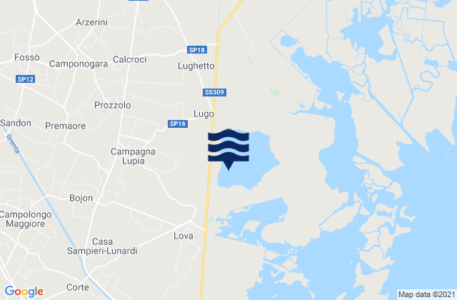 Mapa da tábua de marés em Campagna Lupia, Italy