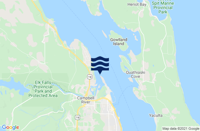 Mapa da tábua de marés em Campbell River, Canada