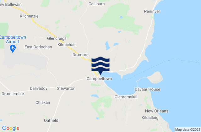 Mapa da tábua de marés em Campbeltown, United Kingdom