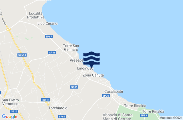 Mapa da tábua de marés em Campi Salentina, Italy