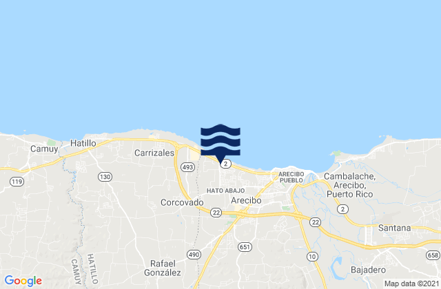 Mapa da tábua de marés em Campo Alegre Barrio, Puerto Rico