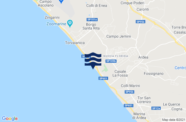 Mapa da tábua de marés em Campo Jemini, Italy