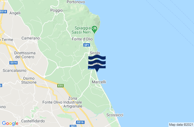 Mapa da tábua de marés em Campocavallo, Italy