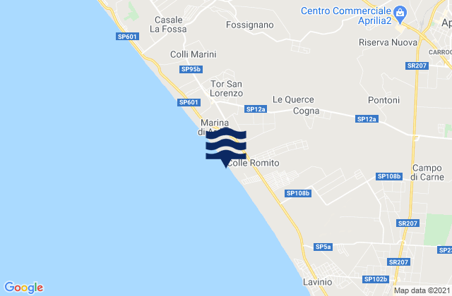 Mapa da tábua de marés em Campoleone, Italy
