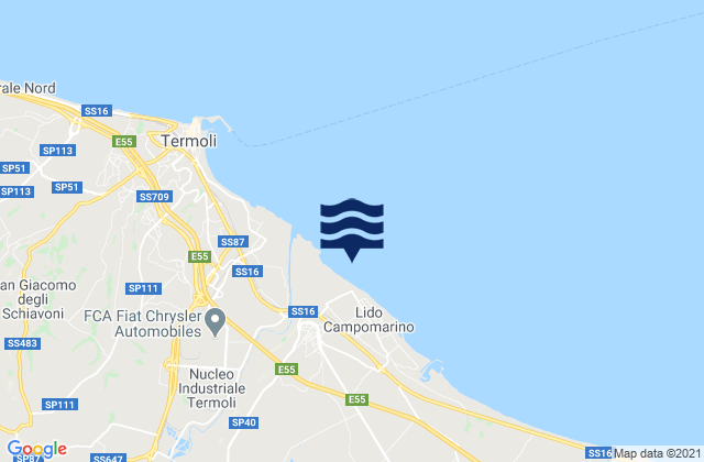Mapa da tábua de marés em Campomarino, Italy