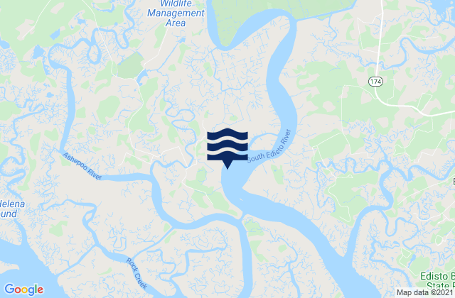 Mapa da tábua de marés em Canaday Landing (Edisto River), United States