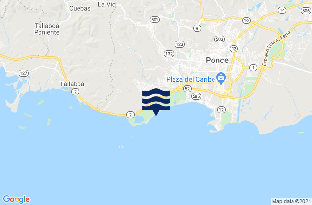 Mapa da tábua de marés em Canas Barrio, Puerto Rico