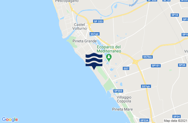 Mapa da tábua de marés em Cancello ed Arnone, Italy