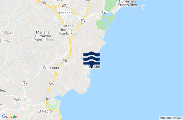 Mapa da tábua de marés em Candelero Abajo Barrio, Puerto Rico