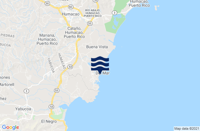 Mapa da tábua de marés em Candelero Arriba Barrio, Puerto Rico