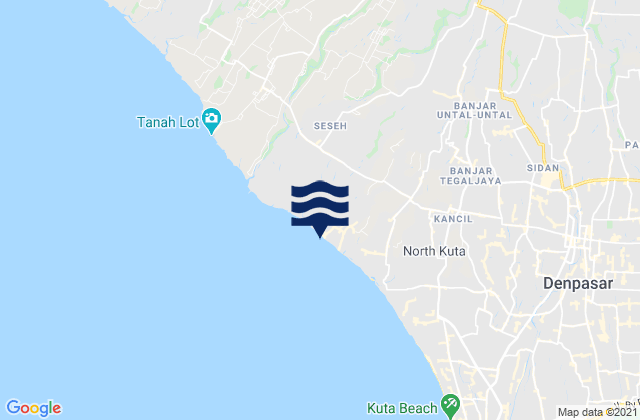 Mapa da tábua de marés em Canggu, Indonesia