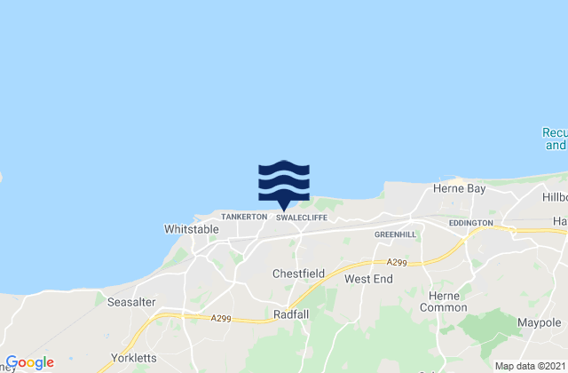 Mapa da tábua de marés em Canterbury, United Kingdom
