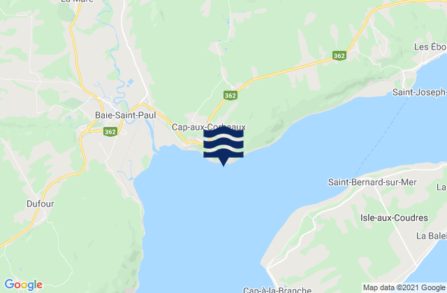Mapa da tábua de marés em Cap-Aux-Corbeaux, Canada