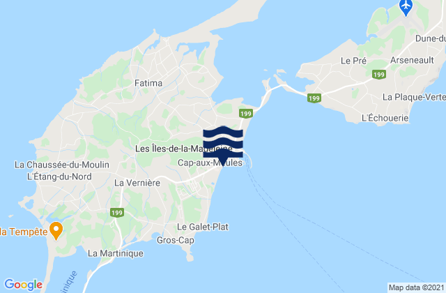 Mapa da tábua de marés em Cap-aux-Meules, Canada