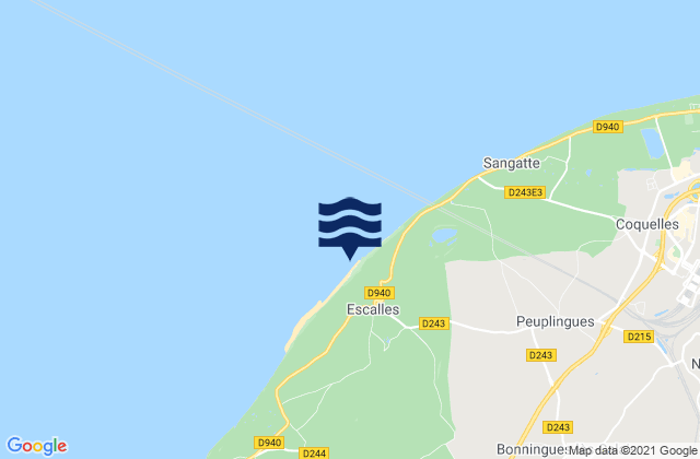 Mapa da tábua de marés em Cap Blanc Nez, France