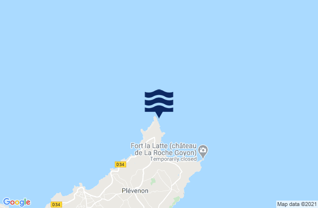 Mapa da tábua de marés em Cap Frehel, France