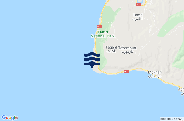 Mapa da tábua de marés em Cap Ghir, Morocco