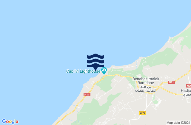Mapa da tábua de marés em Cap Ivi, Algeria