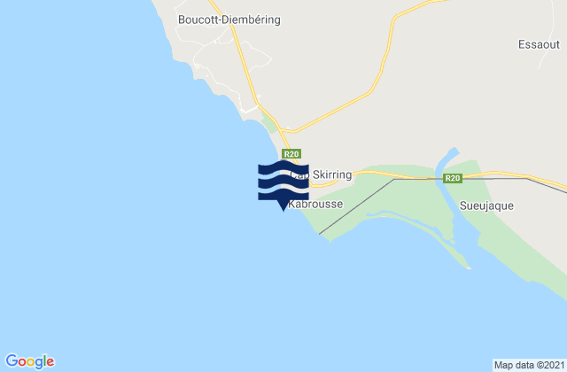 Mapa da tábua de marés em Cap Skirring, Senegal