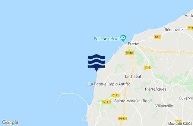 Mapa da tábua de marés em Cap d'Antifer, France