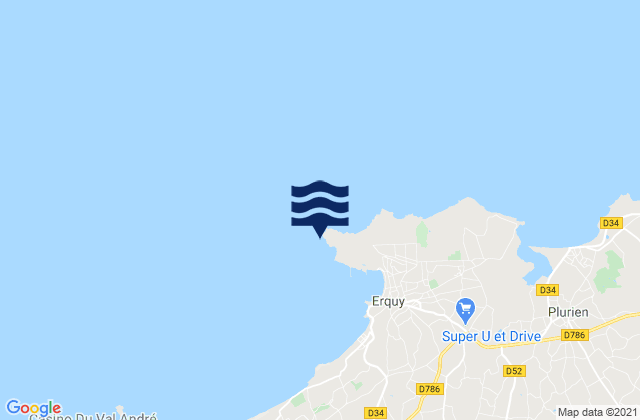 Mapa da tábua de marés em Cap d'Erquy, France