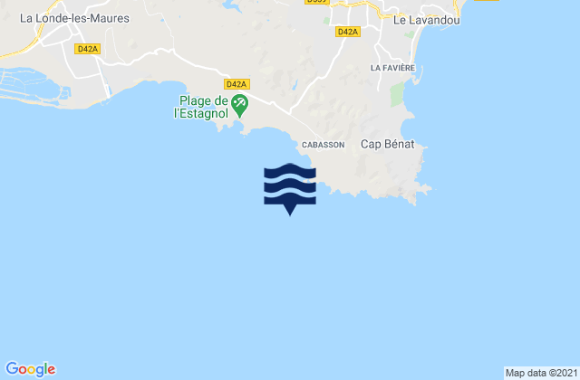 Mapa da tábua de marés em Cap de Brégançon, France