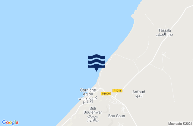 Mapa da tábua de marés em Cap d’Aglou, Morocco