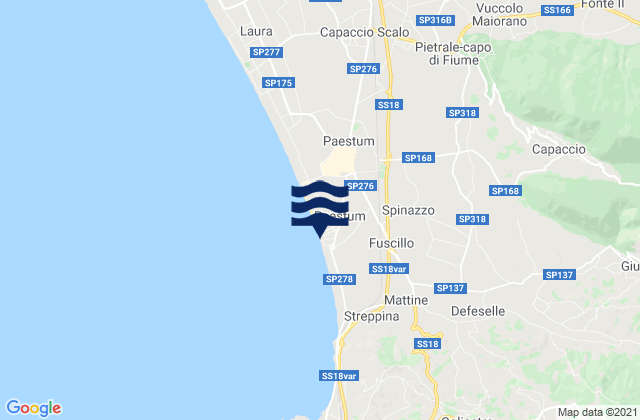 Mapa da tábua de marés em Capaccio, Italy