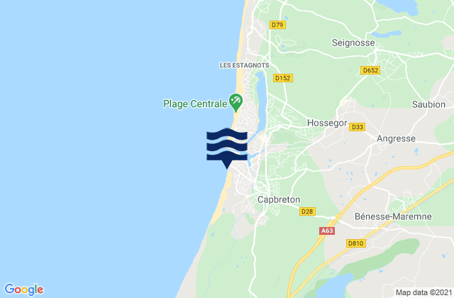Mapa da tábua de marés em Capbreton - Le Santocha, France