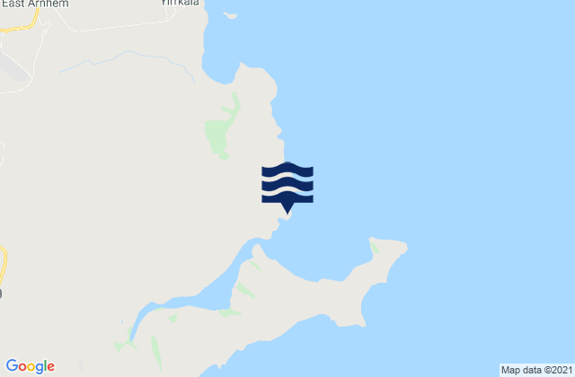 Mapa da tábua de marés em Cape Arnhem, Australia