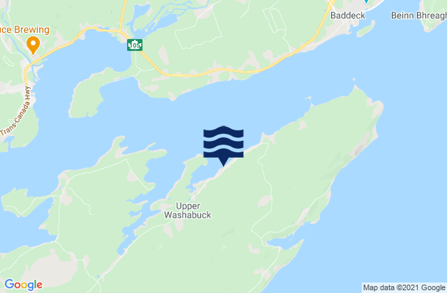 Mapa da tábua de marés em Cape Breton Island, Canada