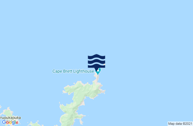 Mapa da tábua de marés em Cape Brett, New Zealand