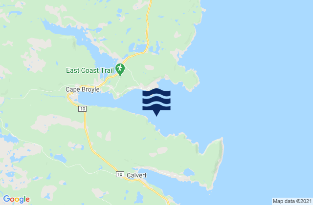 Mapa da tábua de marés em Cape Broyle Harbour, Canada