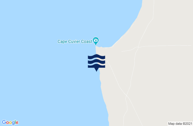 Mapa da tábua de marés em Cape Cuvier, Australia