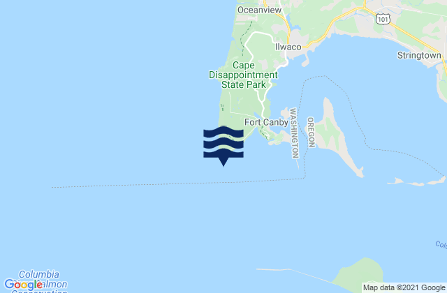 Mapa da tábua de marés em Cape Disappointment, United States