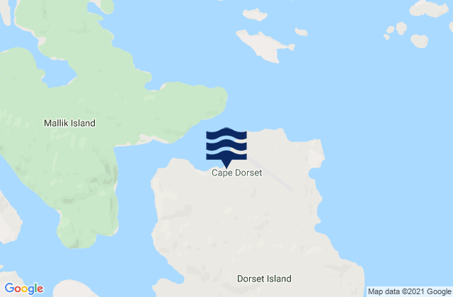 Mapa da tábua de marés em Cape Dorset, Canada